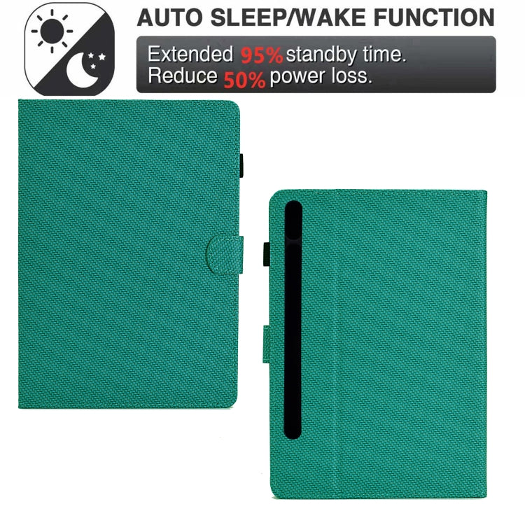 For Samsung Galaxy Tab S7 / S8 Solid Color Fiber Texture Smart Tablet Leather Case(Lake Green) by bashfashion