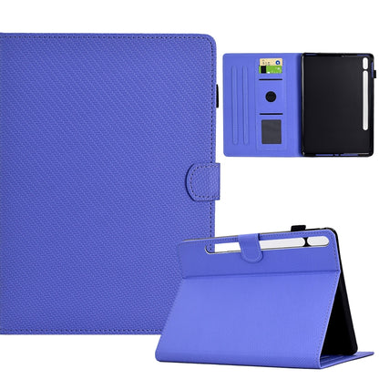 For Samsung Galaxy Tab S7 / S8 Solid Color Fiber Texture Smart Tablet Leather Case(Purple) by bashfashion