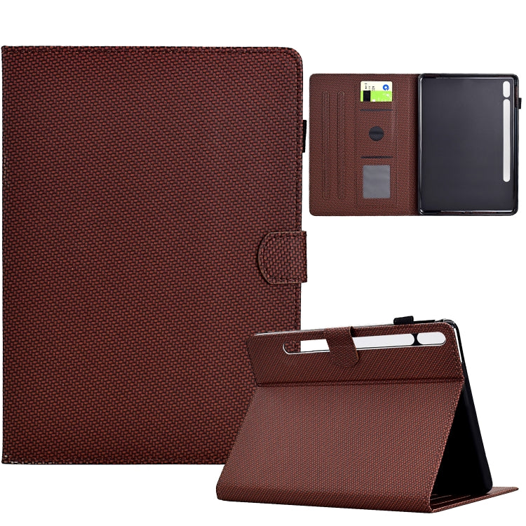 For Samsung Galaxy Tab S9 / S9 FE Solid Color Fiber Texture Smart Tablet Leather Case(Brown) by bashfashion