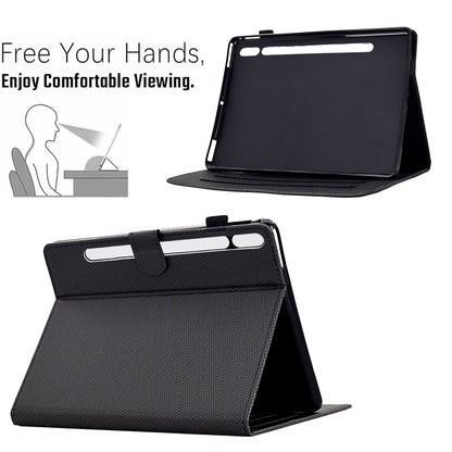 For Samsung Galaxy Tab S9 / S9 FE Solid Color Fiber Texture Smart Tablet Leather Case(Black) by bashfashion