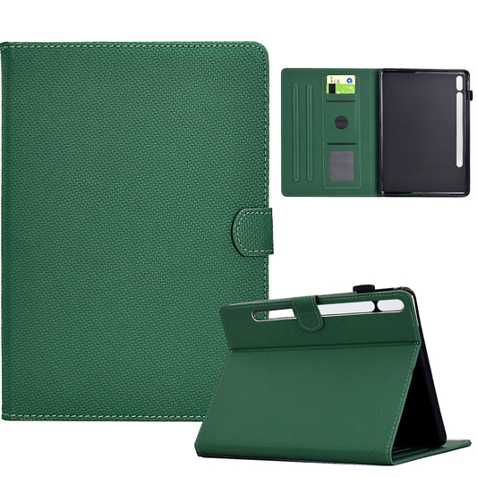 For Samsung Galaxy Tab S9 / S9 FE Solid Color Fiber Texture Smart Tablet Leather Case(Green) by bashfashion