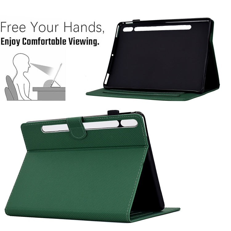For Samsung Galaxy Tab S9 / S9 FE Solid Color Fiber Texture Smart Tablet Leather Case(Green) by bashfashion