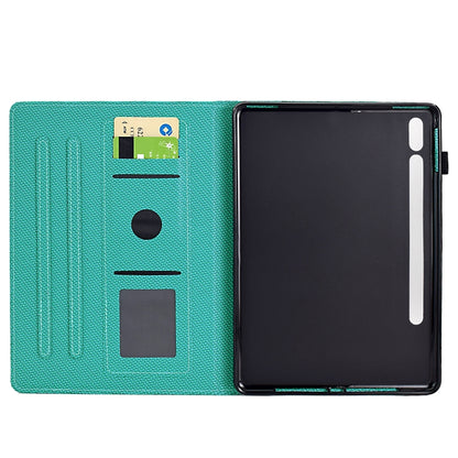 For Samsung Galaxy Tab S9 / S9 FE Solid Color Fiber Texture Smart Tablet Leather Case(Lake Green) by bashfashion