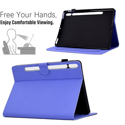 For Samsung Galaxy Tab S9 / S9 FE Solid Color Fiber Texture Smart Tablet Leather Case(Purple) by bashfashion