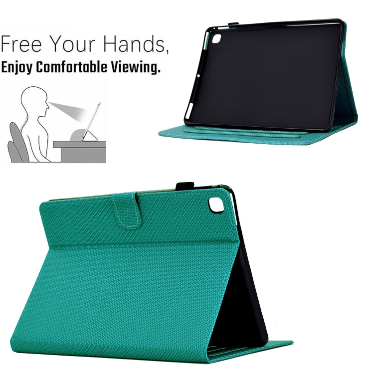 For Samsung Galaxy Tab A7 Lite Solid Color Fiber Texture Smart Tablet Leather Case(Lake Green) by bashfashion