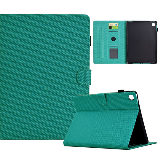 For Samsung Galaxy Tab A7 10.4 2020 Solid Color Fiber Texture Smart Tablet Leather Case(Lake Green) by bashfashion
