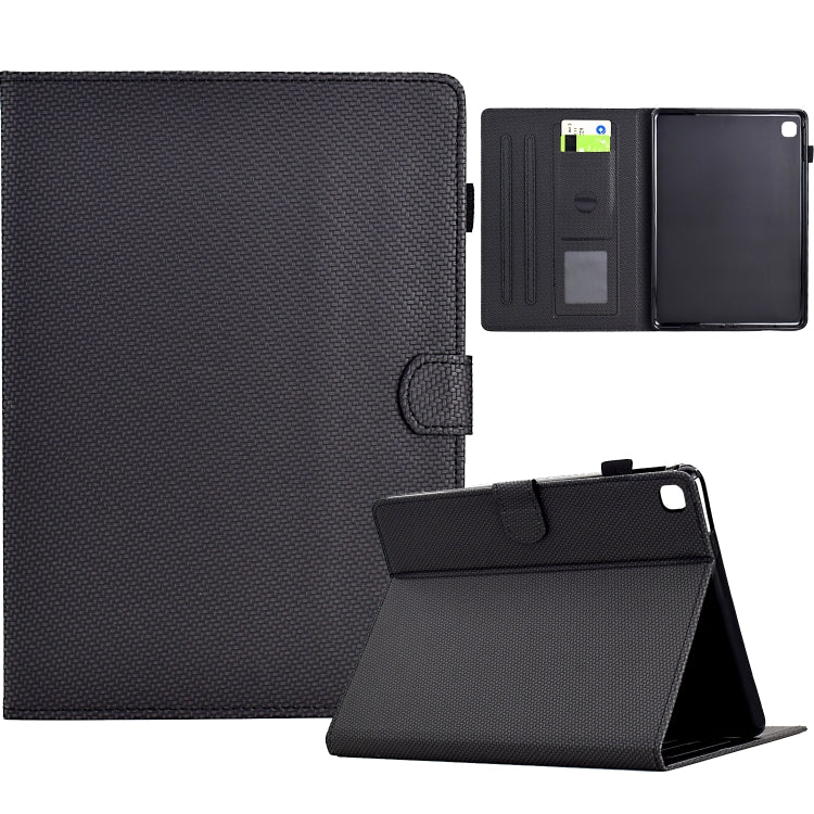 For Samsung Galaxy Tab A 10.1 2019 Solid Color Fiber Texture Smart Tablet Leather Case(Black) by bashfashion
