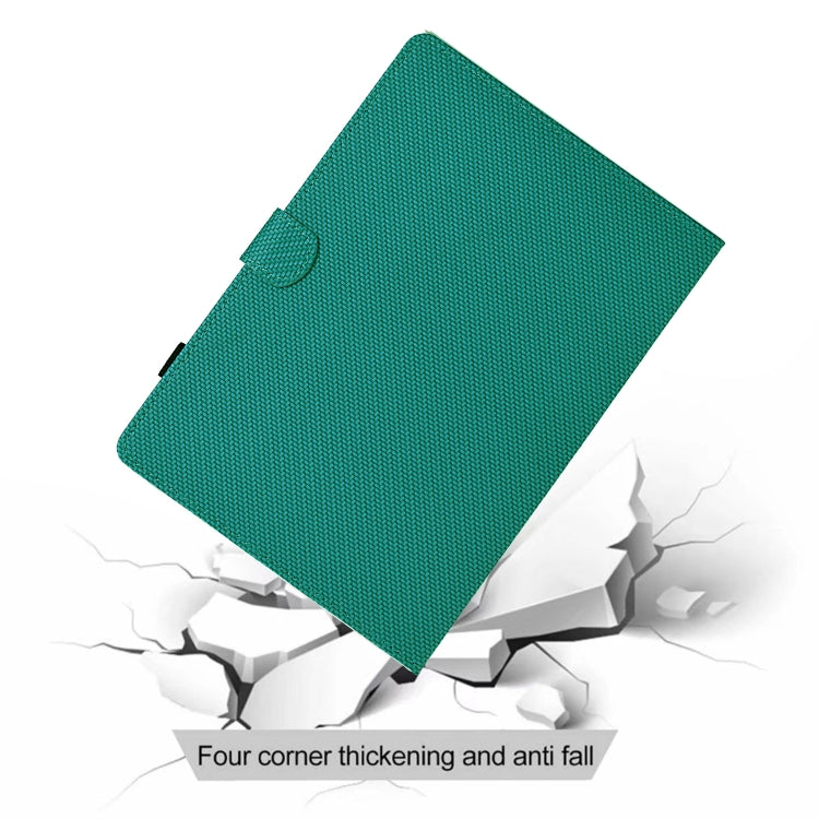 For Samsung Galaxy Tab A 10.1 2019 Solid Color Fiber Texture Smart Tablet Leather Case(Lake Green) by bashfashion
