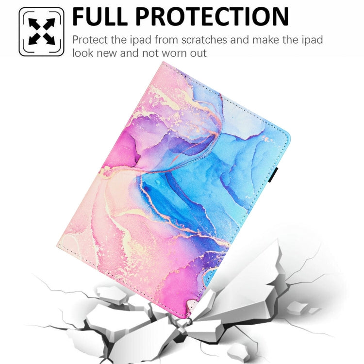 For Samsung Galaxy Tab A11+ / A9+ Marble Litchi Leather Smart Tablet Case(Pink Blue) by bashfashion