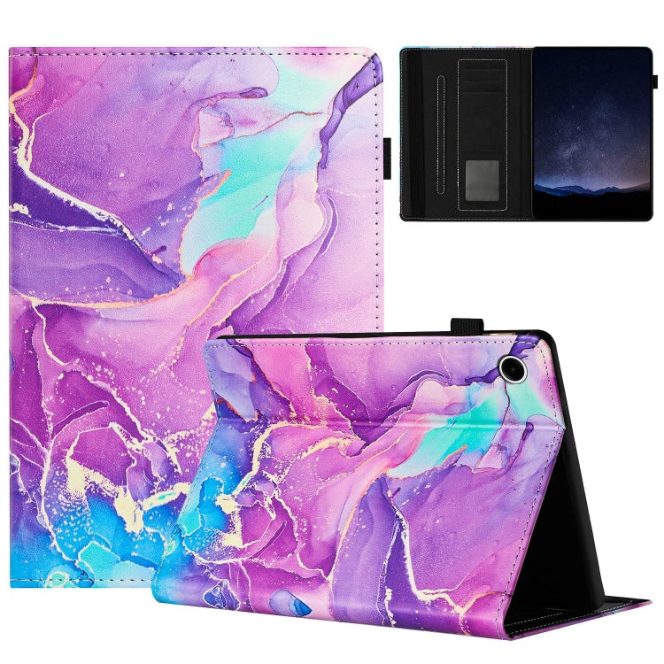 For Samsung Galaxy Tab A8 X200 / X207 Marble Litchi Leather Smart Tablet Case(Purple) by bashfashion