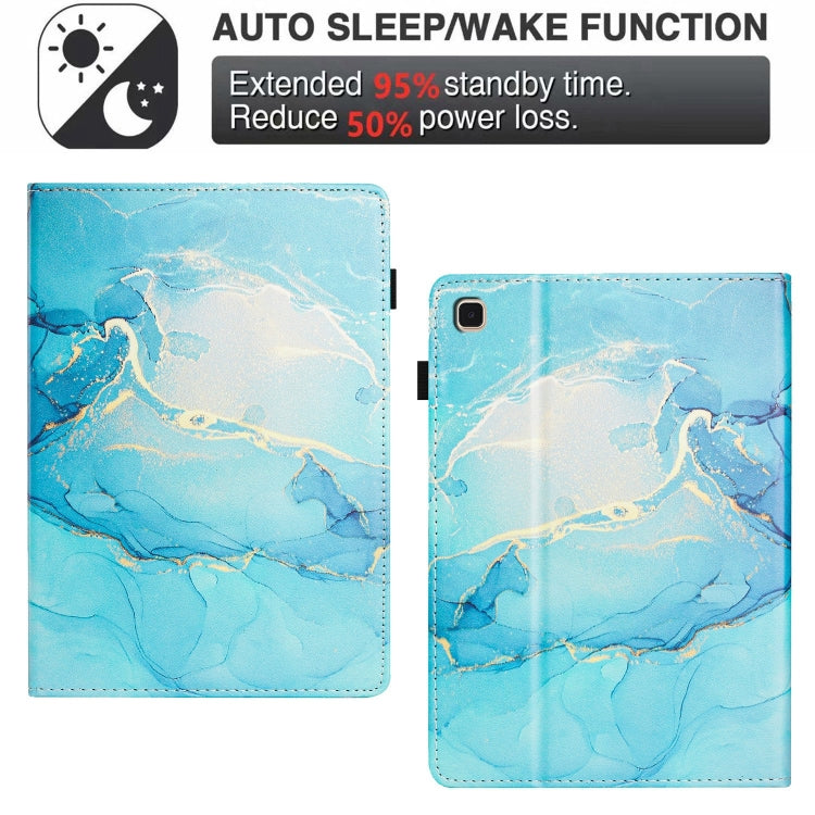 For Samsung Galaxy Tab A7 T500 Marble Litchi Leather Smart Tablet Case(Green) by bashfashion