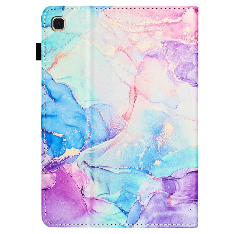 For Samsung Galaxy Tab A7 T500 Marble Litchi Leather Smart Tablet Case(Purple Blue) by bashfashion