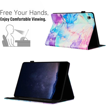 For Samsung Galaxy Tab A7 T500 Marble Litchi Leather Smart Tablet Case(Purple Blue) by bashfashion