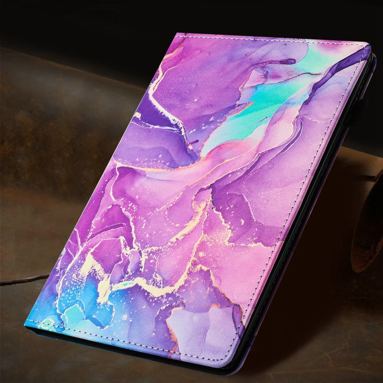 For Samsung Galaxy Tab S6 Lite P610 Marble Litchi Leather Smart Tablet Case(Purple) by bashfashion