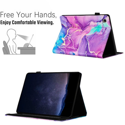For Samsung Galaxy Tab S6 Lite P610 Marble Litchi Leather Smart Tablet Case(Purple) by bashfashion