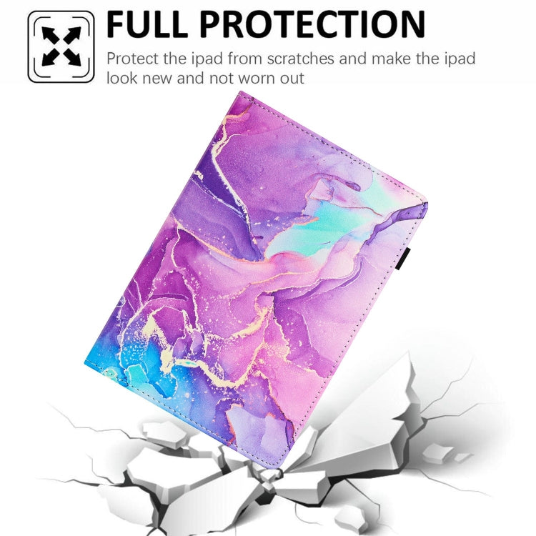 For Samsung Galaxy Tab A 10.5 T590 Marble Litchi Leather Smart Tablet Case(Purple) by bashfashion