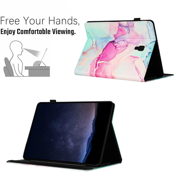 For Samsung Galaxy Tab A 10.5 T590 Marble Litchi Leather Smart Tablet Case(Pink) by bashfashion