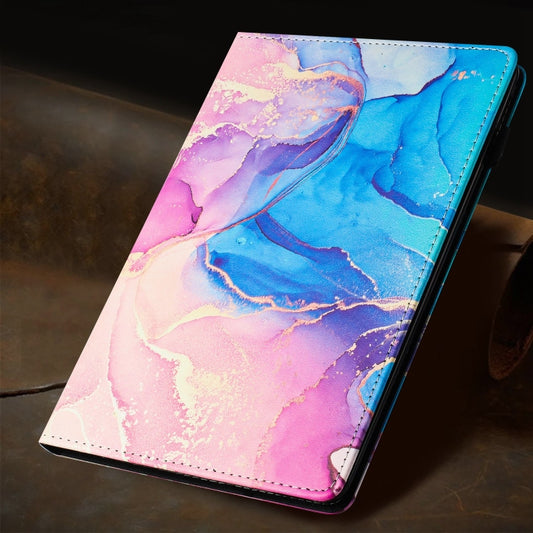 For Samsung Galaxy Tab A 10.1 T580 Marble Litchi Leather Smart Tablet Case(Pink Blue) by bashfashion