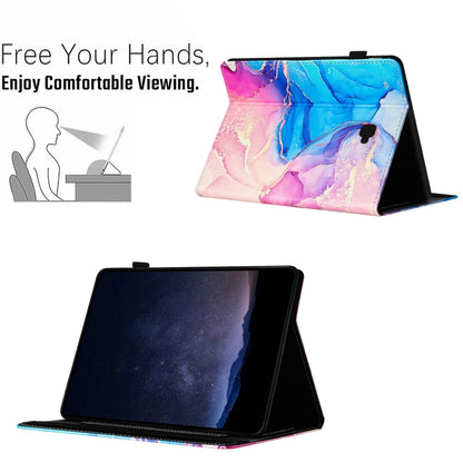 For Samsung Galaxy Tab A 10.1 T580 Marble Litchi Leather Smart Tablet Case(Pink Blue) by bashfashion