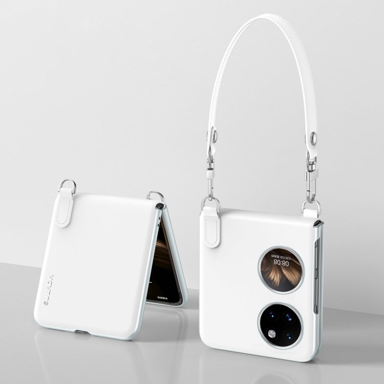 For Huawei P50 Pocket / Pocket S SULADA Skin Feel Liquid Leather Phone Case with Strap(White) by SULADA