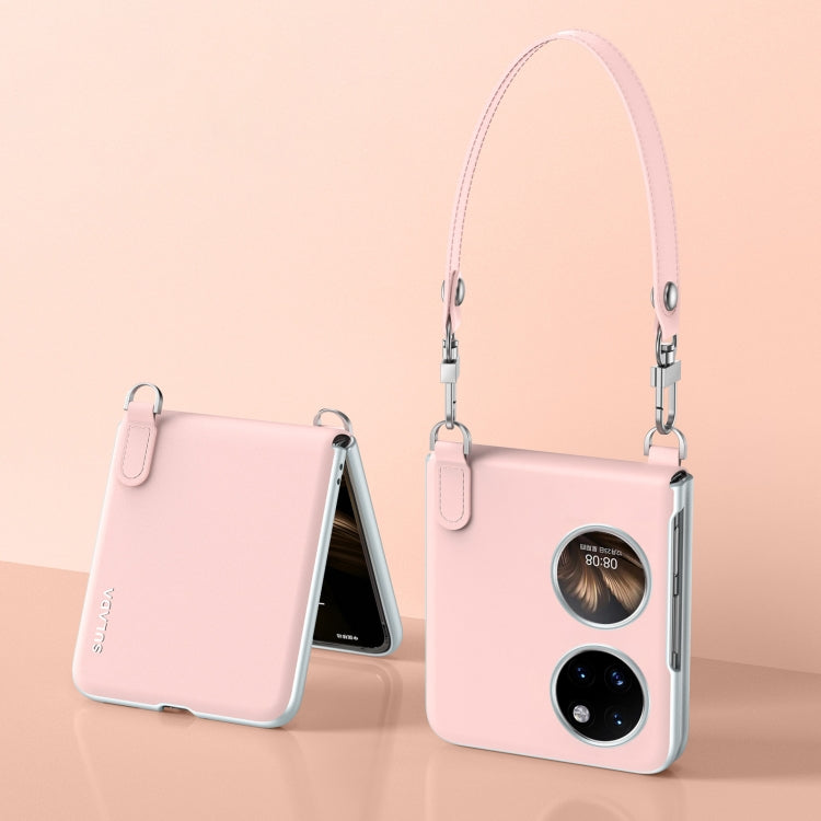 For Huawei P50 Pocket / Pocket S SULADA Skin Feel Liquid Leather Phone Case with Strap(Pink) by SULADA