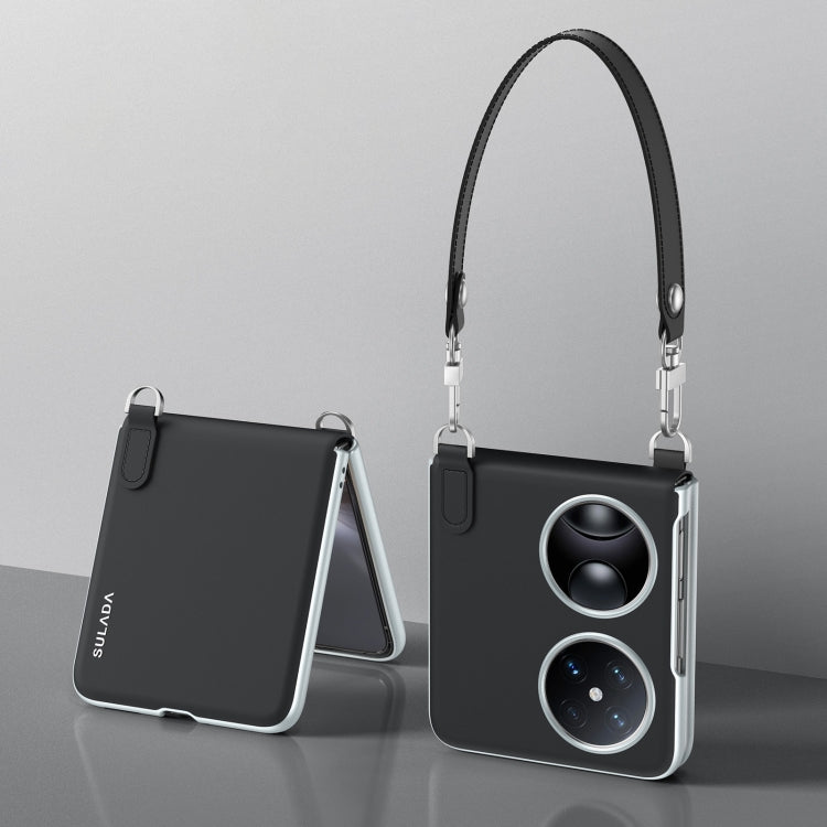 For Huawei Pocket 2 SULADA Skin Feel Liquid Leather Phone Case with Strap(Black) by SULADA