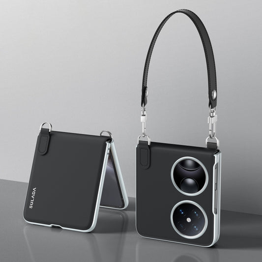 For Huawei Pocket 2 SULADA Skin Feel Liquid Leather Phone Case with Strap(Black) by SULADA