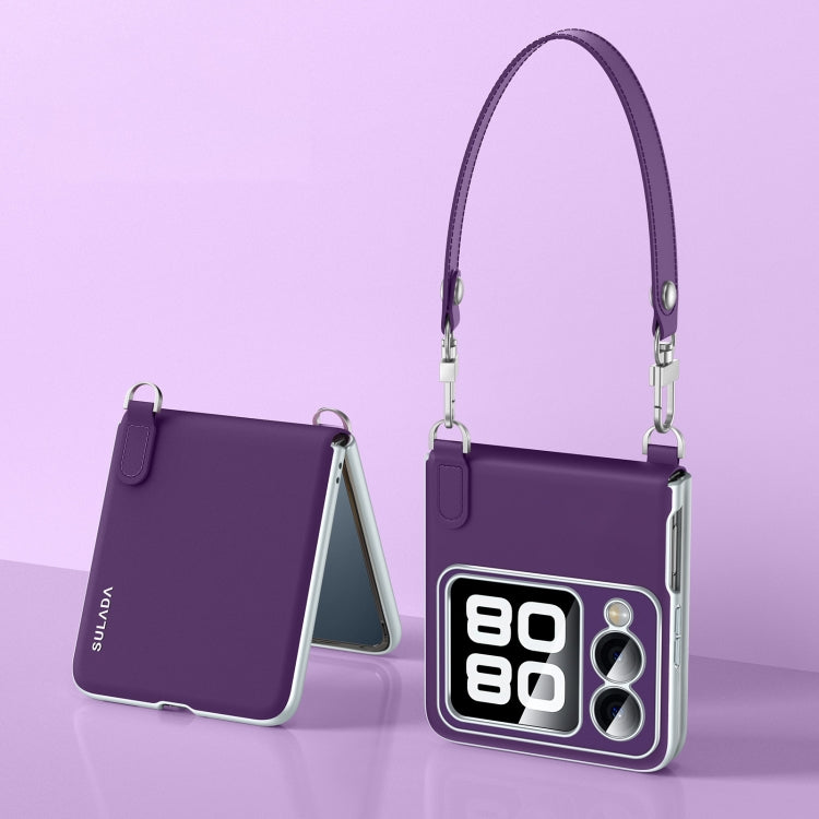 For Huawei nova Flip SULADA Skin Feel Liquid Leather Phone Case with Strap(Purple) by SULADA