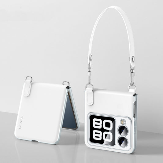 For Huawei nova Flip SULADA Skin Feel Liquid Leather Phone Case with Strap(White) by SULADA