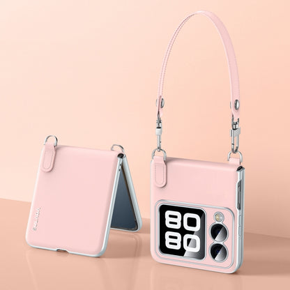 For Huawei nova Flip SULADA Skin Feel Liquid Leather Phone Case with Strap(Pink) by SULADA