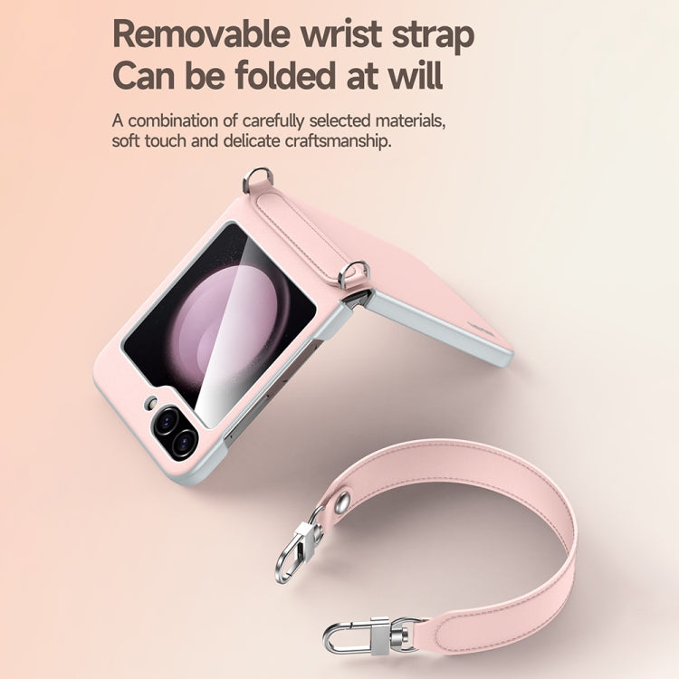 For Samsung Galaxy Z Flip5 SULADA Skin Feel Liquid Leather Phone Case with Strap(Black) by SULADA