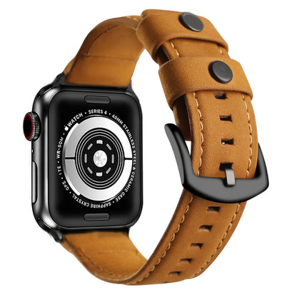 For Apple Watch 5 & 4 40mm / 3 & 2 & 1 38mm Leather Watch Band(Brown) by bashfashion