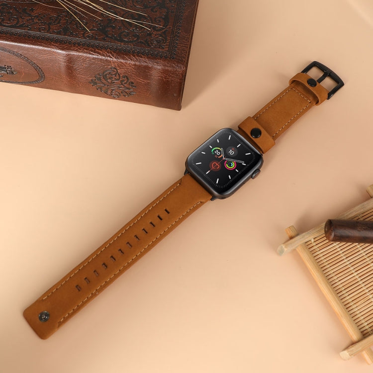 For Apple Watch 5 & 4 40mm / 3 & 2 & 1 38mm Leather Watch Band(Brown) by bashfashion