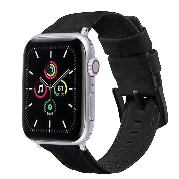 For Apple Watch 5 & 4 40mm / 3 & 2 & 1 38mm Leather Watch Band(Black) by bashfashion