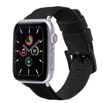 For Apple Watch 5 & 4 40mm / 3 & 2 & 1 38mm Leather Watch Band(Black) by bashfashion