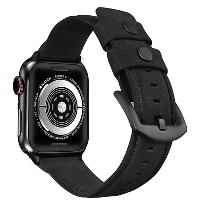 For Apple Watch 5 & 4 40mm / 3 & 2 & 1 38mm Leather Watch Band(Black) by bashfashion