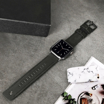 For Apple Watch 5 & 4 40mm / 3 & 2 & 1 38mm Leather Watch Band(Black) by bashfashion