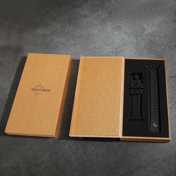 For Apple Watch 5 & 4 40mm / 3 & 2 & 1 38mm Leather Watch Band(Black) by bashfashion