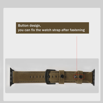 For Apple Watch 5 & 4 40mm / 3 & 2 & 1 38mm Leather Watch Band(Army Green) by bashfashion