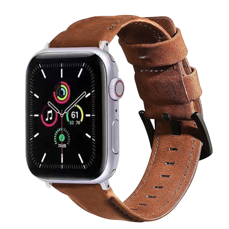 For Apple Watch 5 & 4 40mm / 3 & 2 & 1 38mm Leather Watch Band(Coffee) by bashfashion