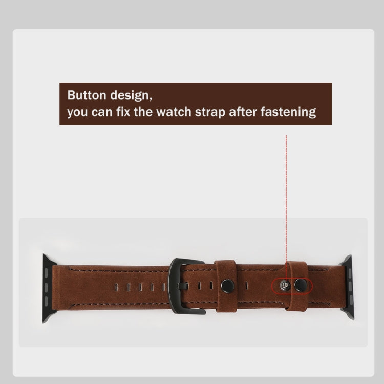 For Apple Watch 5 & 4 40mm / 3 & 2 & 1 38mm Leather Watch Band(Coffee) by bashfashion