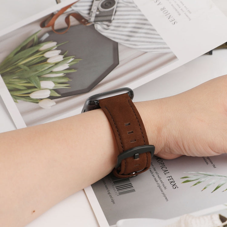 For Apple Watch 5 & 4 40mm / 3 & 2 & 1 38mm Leather Watch Band(Coffee) by bashfashion