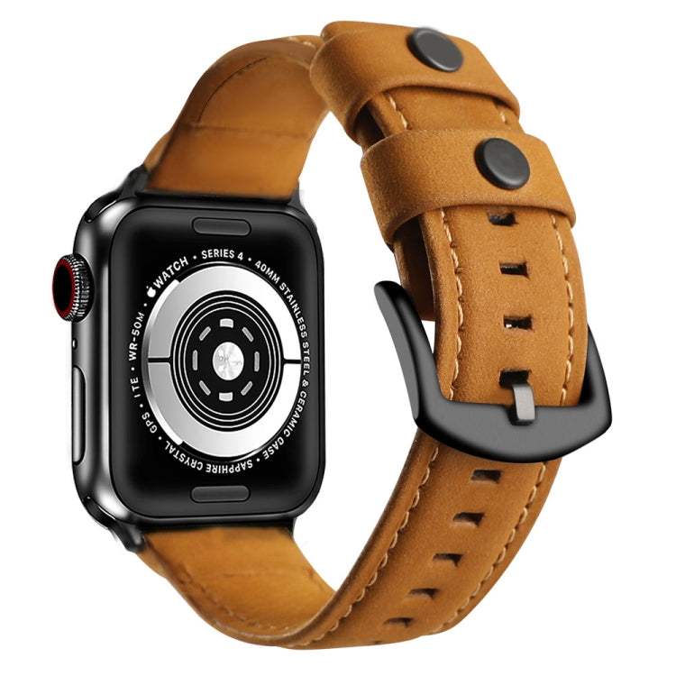 For Apple Watch 5 & 4 44mm / 3 & 2 & 1 42mm Leather Watch Band(Brown) by bashfashion