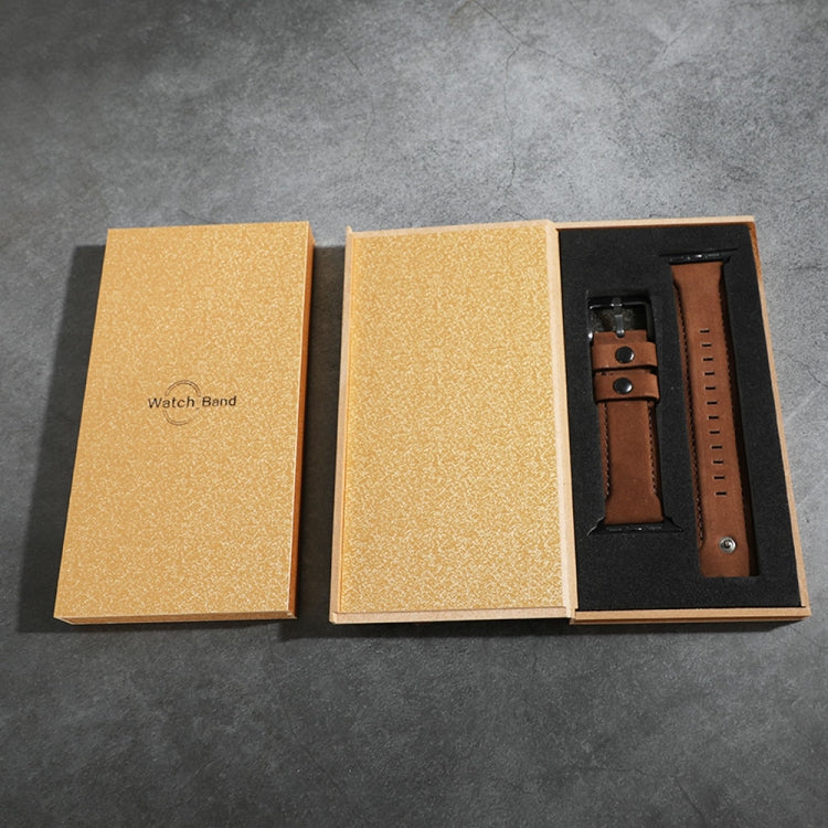 For Apple Watch 5 & 4 44mm / 3 & 2 & 1 42mm Leather Watch Band(Coffee) by bashfashion