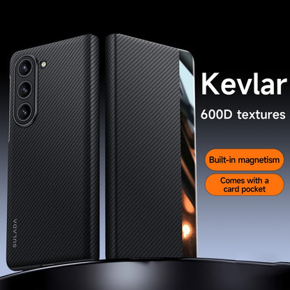 For Samsung Galaxy Z Fold4 SULADA Kevlar 600D Texture Smart Window Leather Phone Case(Purple) by SULADA