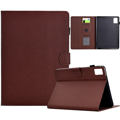 For Lenovo Tab M11 / Xiaoxin Pad 2024 Solid Color Fiber Texture Smart Tablet Leather Case(Brown) by bashfashion