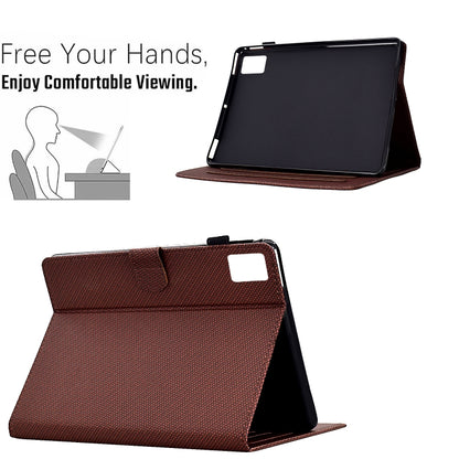 For Lenovo Tab M11 / Xiaoxin Pad 2024 Solid Color Fiber Texture Smart Tablet Leather Case(Brown) by bashfashion