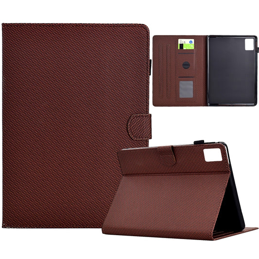 For Xiaomi Redmi Pad SE Solid Color Fiber Texture Smart Tablet Leather Case(Brown) by bashfashion