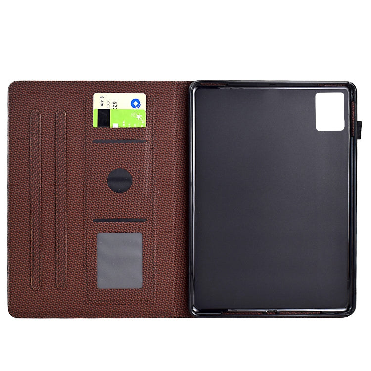 For Xiaomi Redmi Pad SE Solid Color Fiber Texture Smart Tablet Leather Case(Brown) by bashfashion