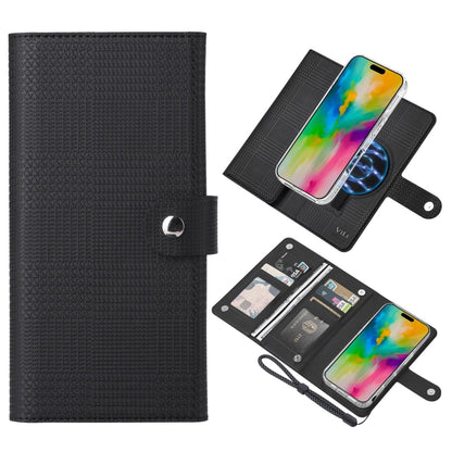 For iPhone 16 Plus ViLi GHA-C Series RFID MagSafe Magnetic Flip Leather Phone Case(Black) by ViLi